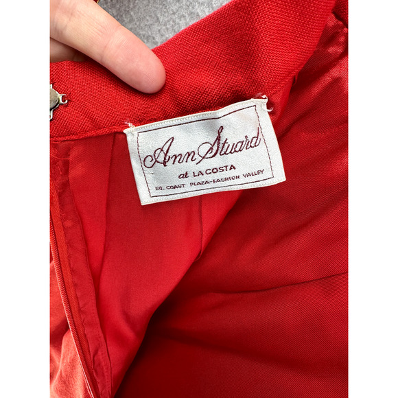 Vintage Ann Stuard Womens Suit 2-Piece Skirt Blouse Set Red Size 6 at La Costa - Picture 11 of 15